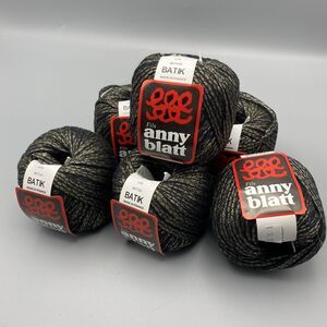 New Anny Blatt Batik Yarn 479 Pirate Black‎ Gold Metallic 6 Skeins LOT